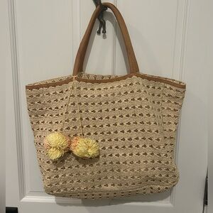 Anthropologie Miss Albright Raffia Beach Bag